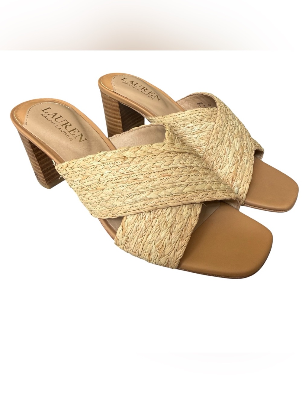 Lauren Ralph Lauren Women's Freddi Raffia Slip-on Crisscross Sandals Size 5 NEW!